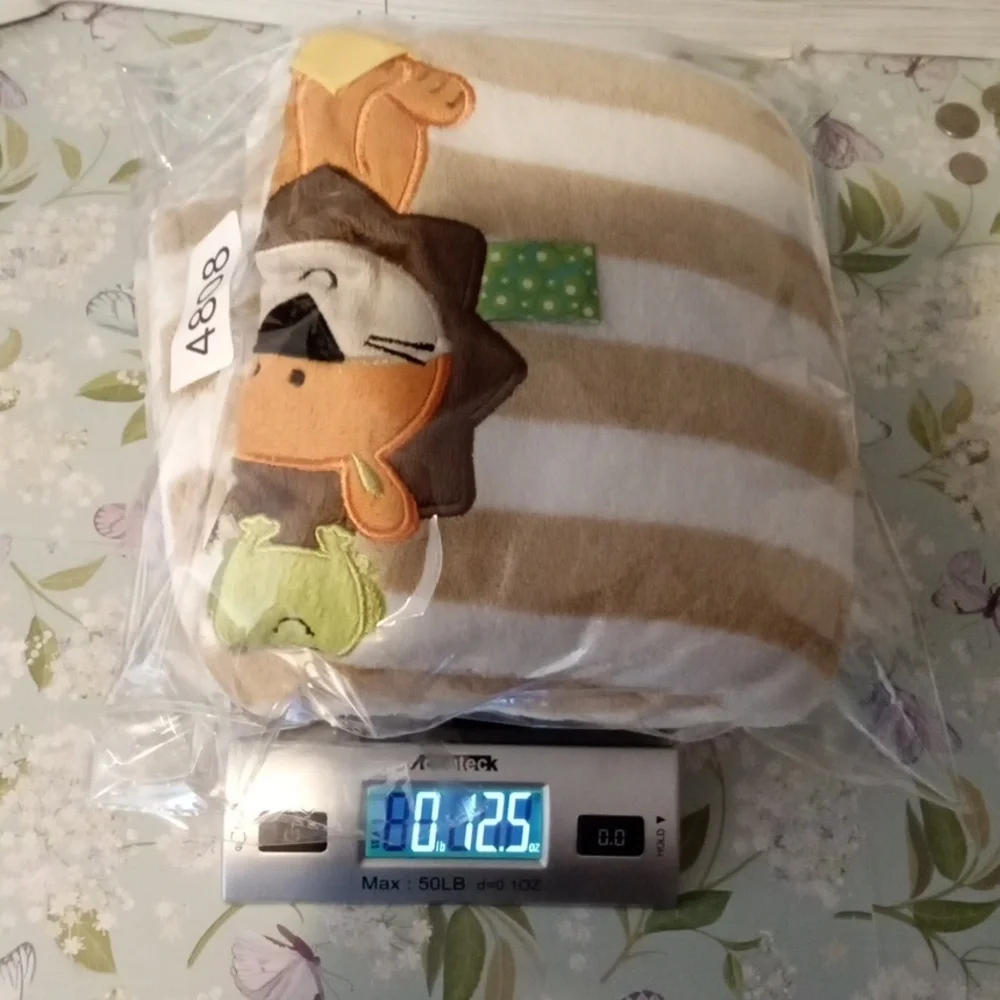 Taggies Baby Blanket Brown Tan Stripe Lion Frog Security Lovey Ribbons